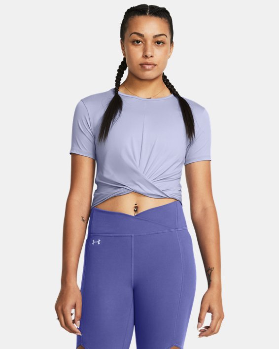 Women's UA Motion Crossover Crop Short Sleeve in Purple image number 0